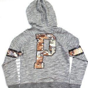 Victoria's Secret PINK Silver & Rose Gold Sequin Bling Hoodie Jacket